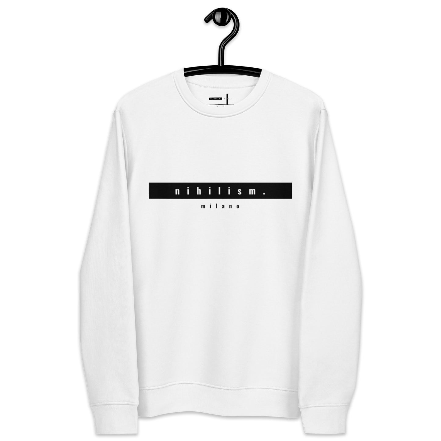 Unisex eco sweatshirt nihilism strip "When will art make me cry again?"